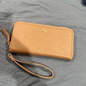 Tan wrist wallet